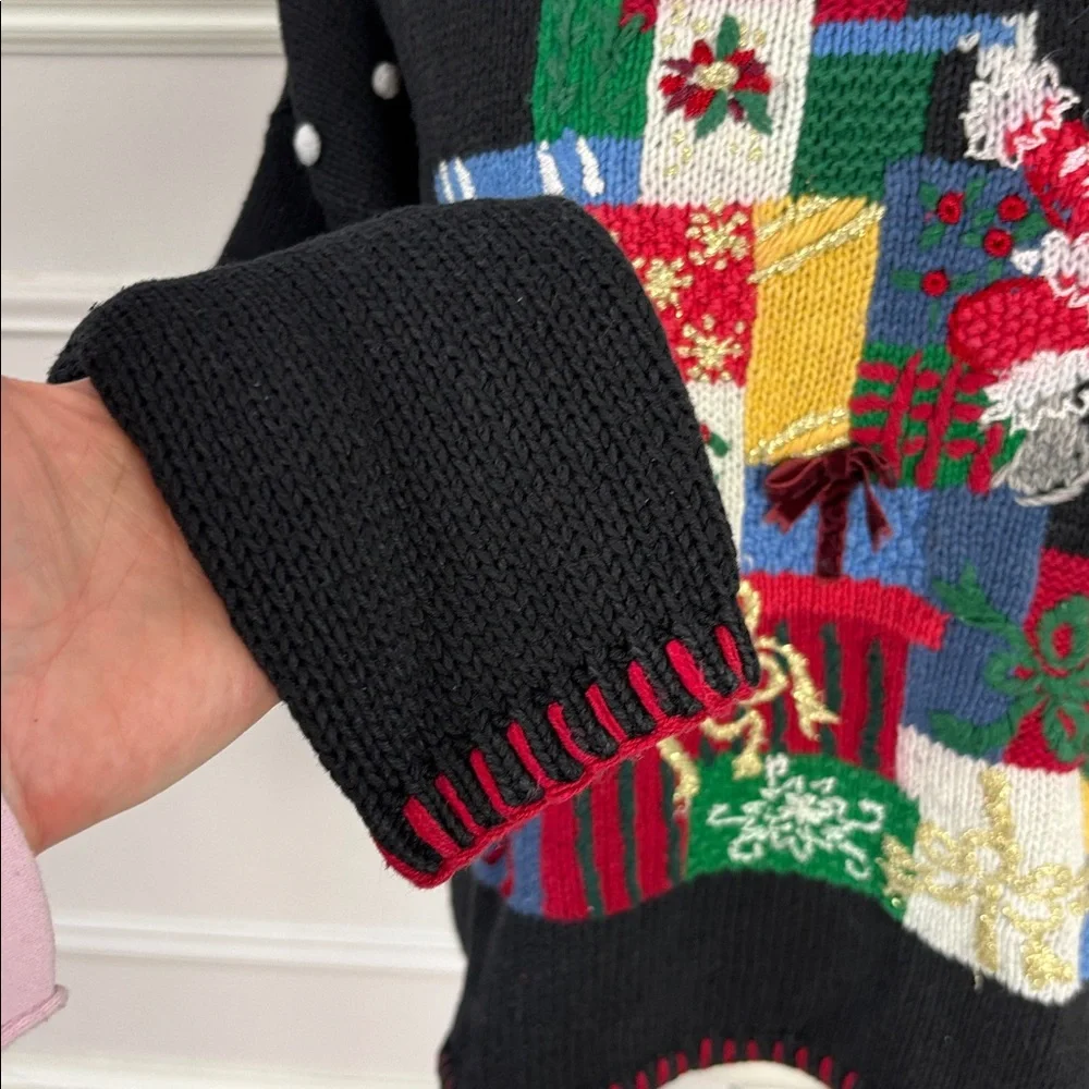 VINTAGE TIARA International Christmas Sweater Size Small Whipstitch Embroidered - Picture 6 of 12
